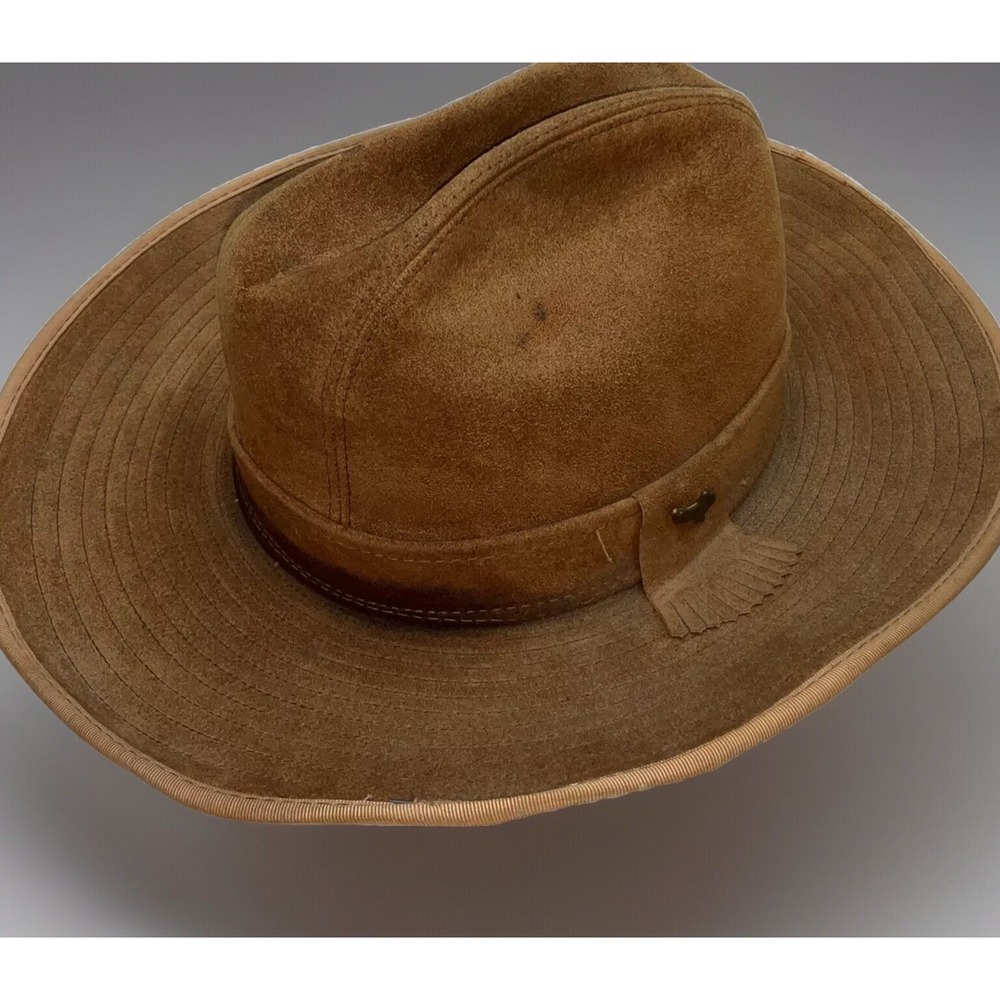 Genuine Leather Buflex Hat Cap USA Union‎ Made Cowboy Ranch Headwear